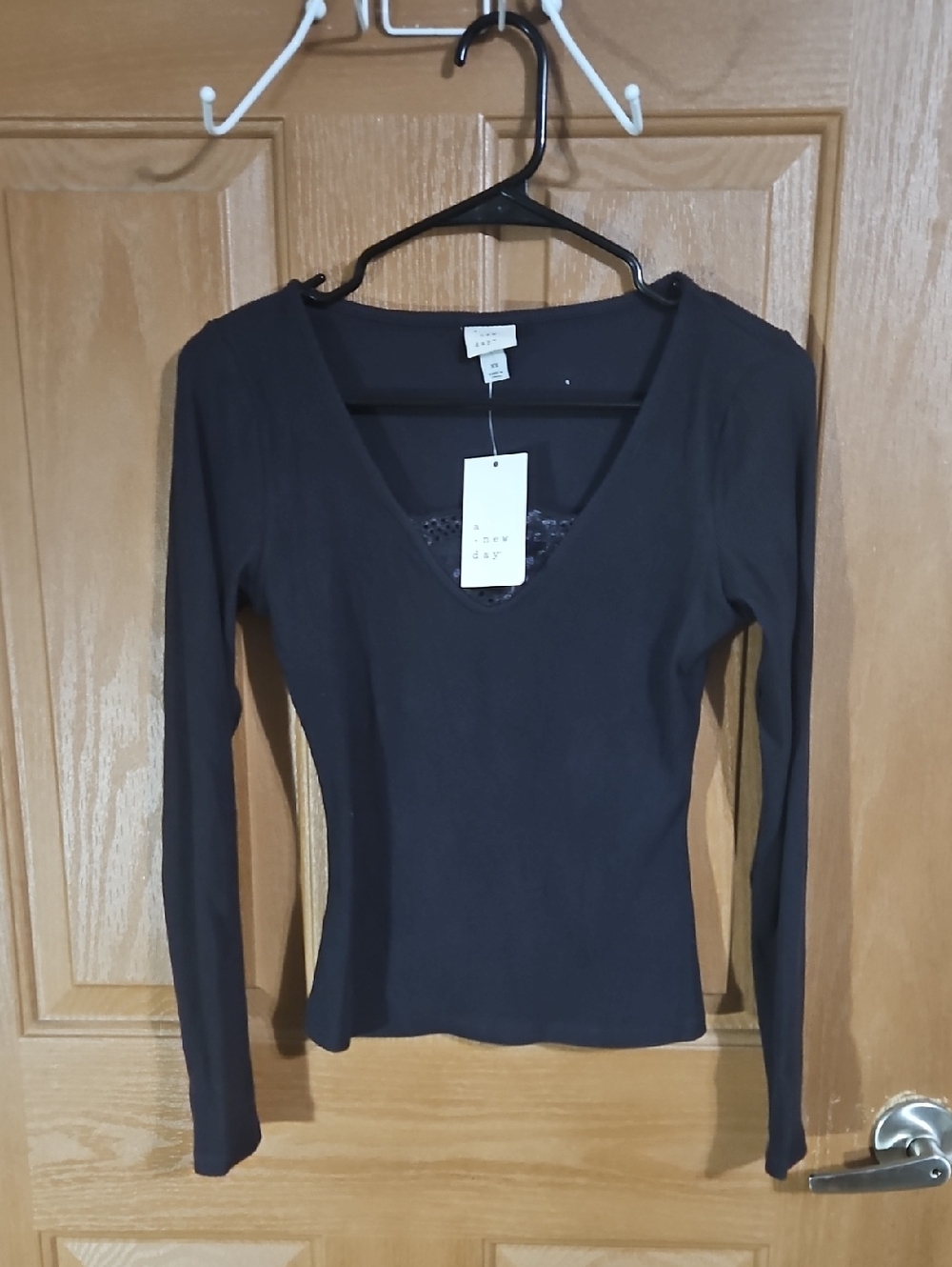 a new day Black Long-Sleeve V-Neck Top